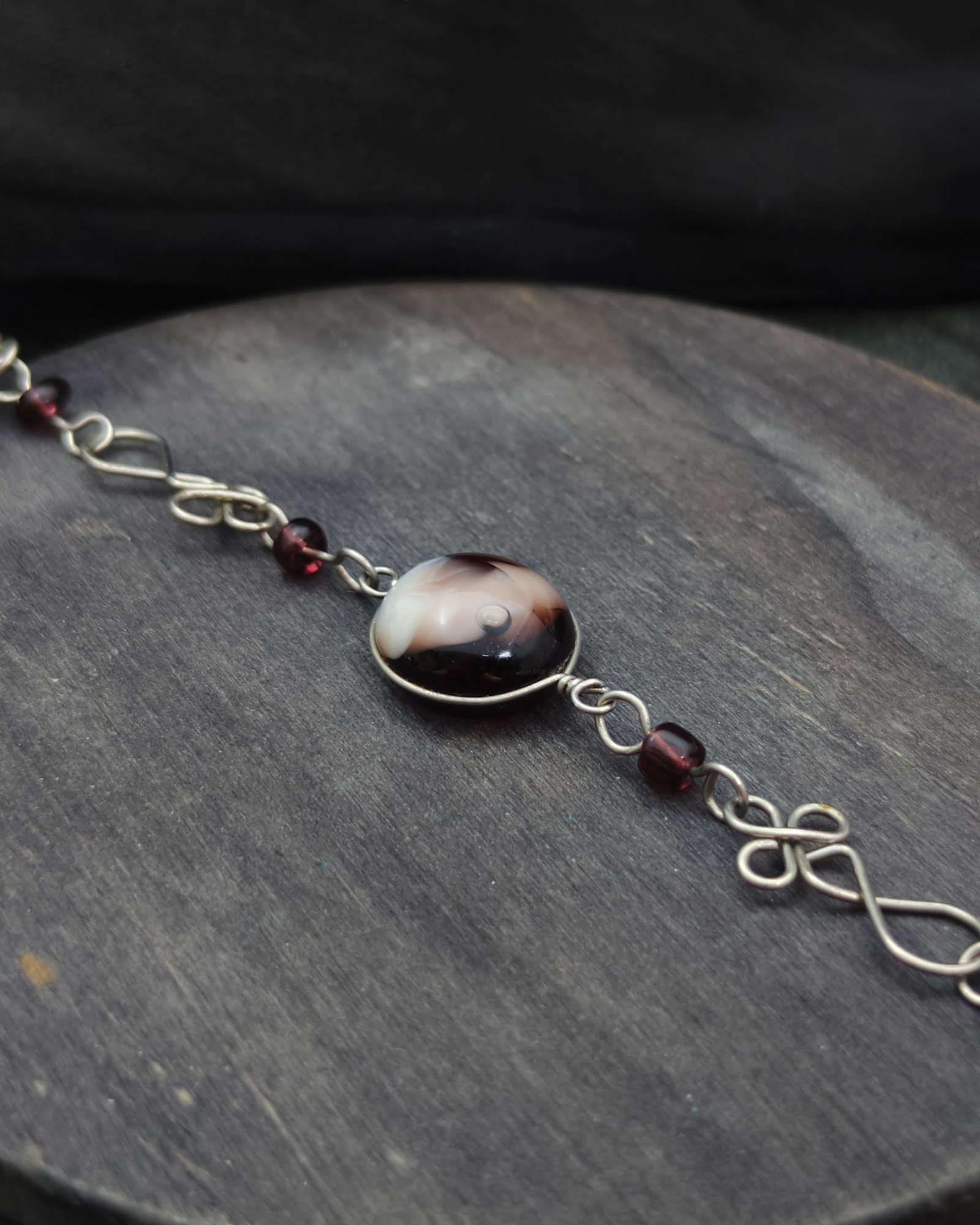 Bracelet with crystal beads and alpaca (alternate view)