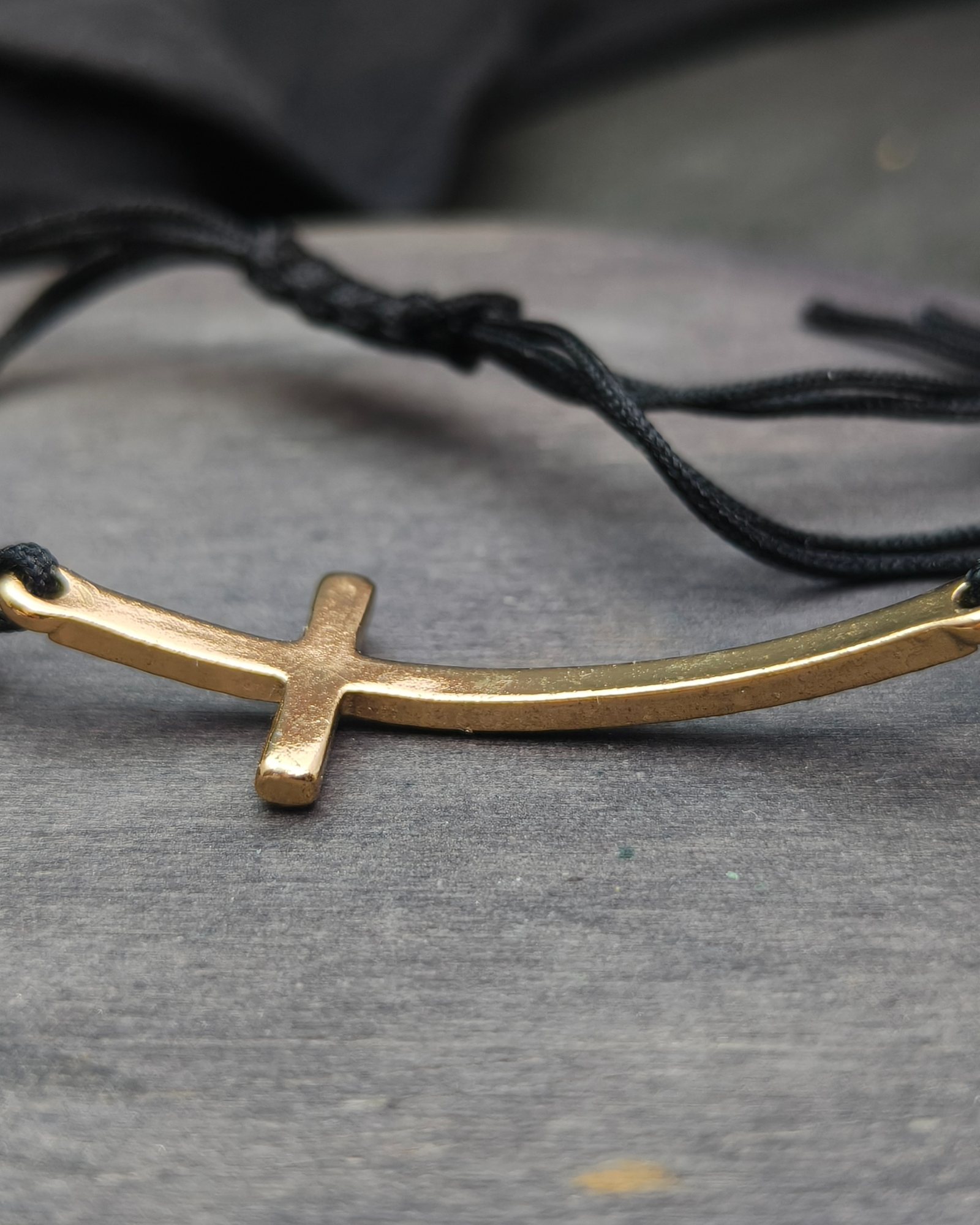 Bracelet with golden cross and rhinestones (alternate view)