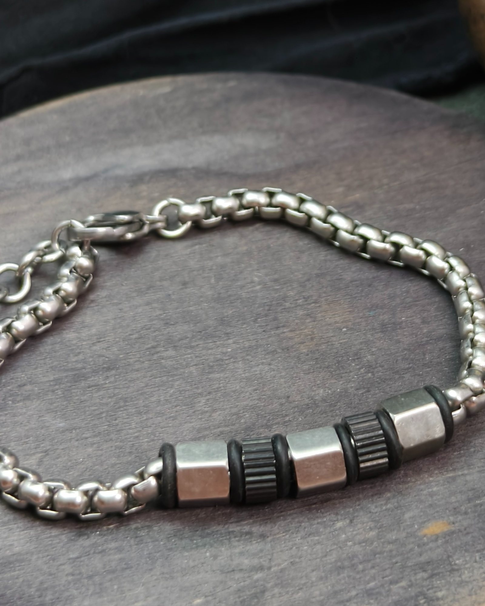 Stainless steel link bracelet (alternate view)