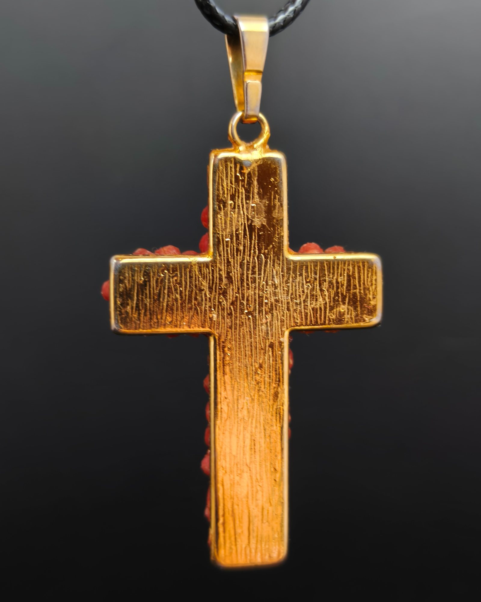 Breadcrumb rose cross pendant (c.1980) (alternate view)