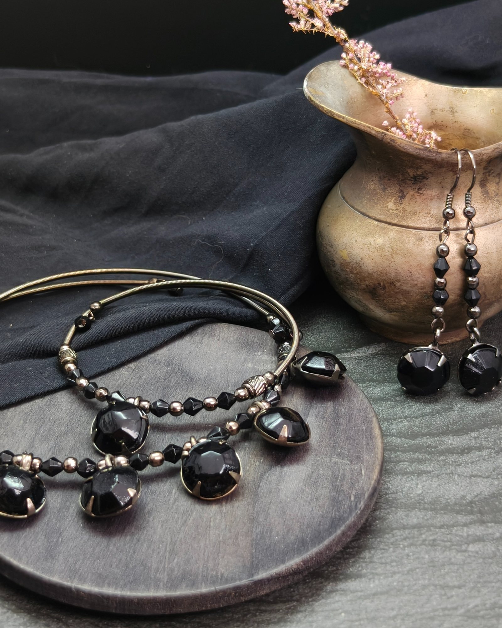 Y2K necklace, bracelet, and earring set